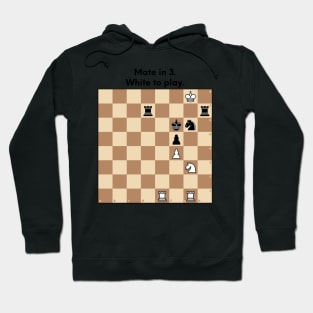 Chess puzzle sticker and magnet. Mate in 3. White to play. Hoodie